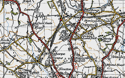 Old map of Outwood in 1947