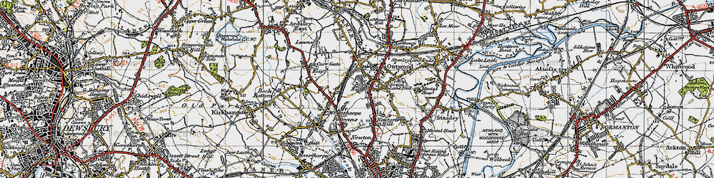 Old map of Outwood in 1947