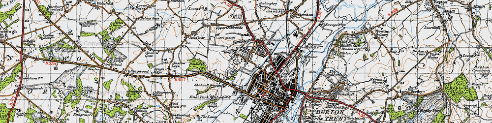 Old map of Outwoods in 1946