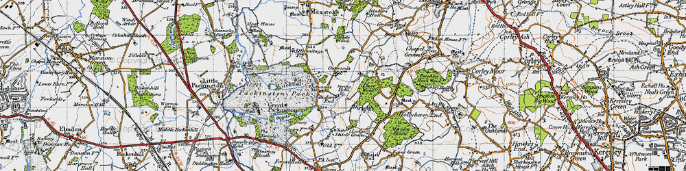 Old map of Outwoods in 1947