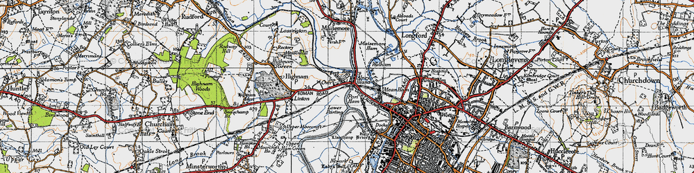 Old map of Over in 1947