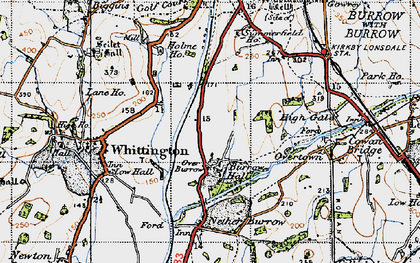 Old map of Over Burrow in 1947