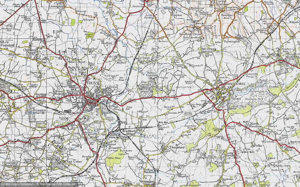 Old Map of Historic Map covering Babylon Hill in 1945
