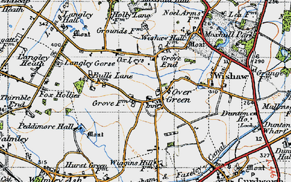 Old map of Over Green in 1946