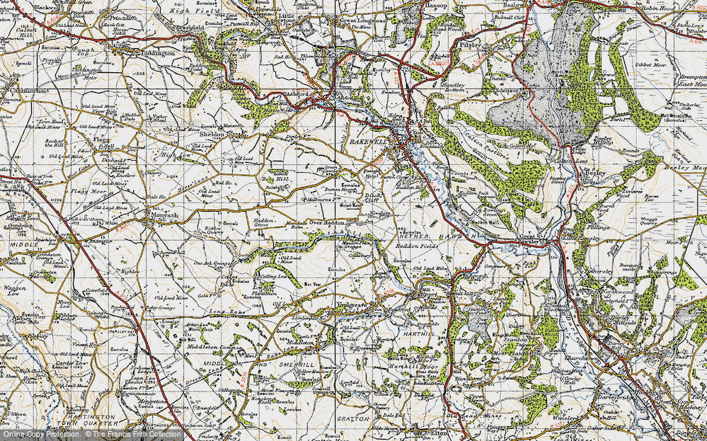Old Map of Over Haddon, 1947 in 1947