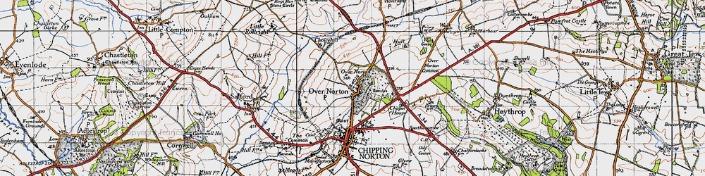 Old map of Over Norton in 1946