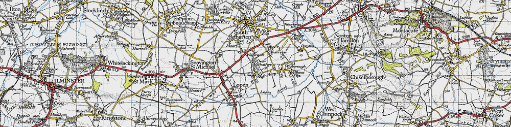 Old map of Over Stratton in 1945