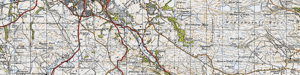 Old map of Over Town in 1947