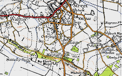 Old map of Overleigh in 1946