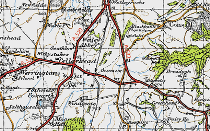 Old map of Wetley Abbey in 1946