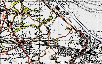 Old map of Overpool in 1947