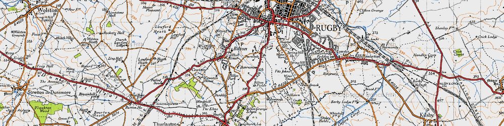 Old map of Bilton Fields in 1946