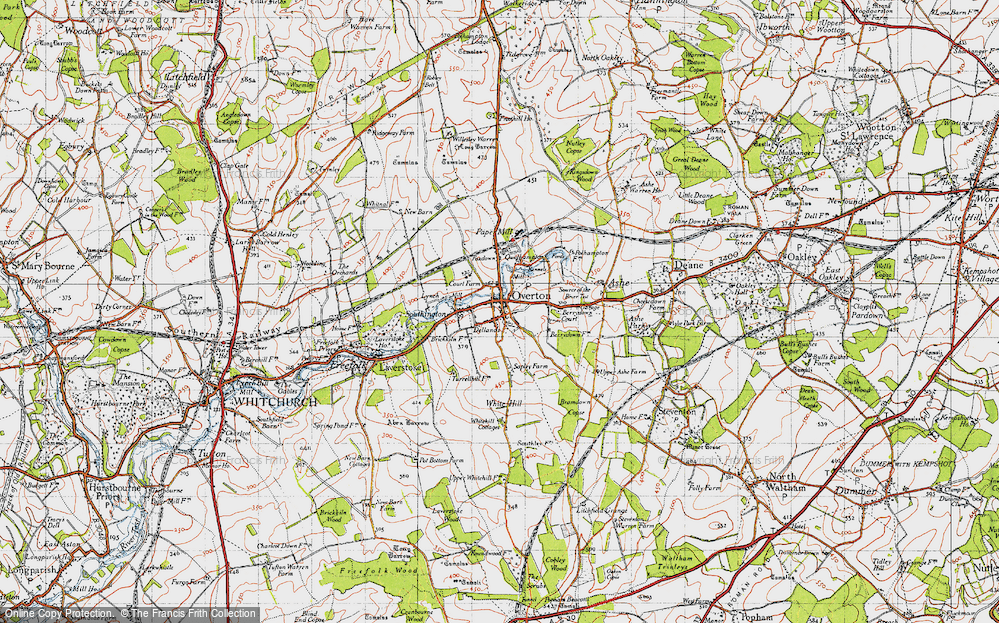Old Map of Historic Map covering White Hill in 1945