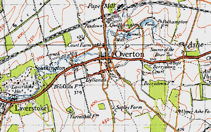 Old map of Overton in 1945