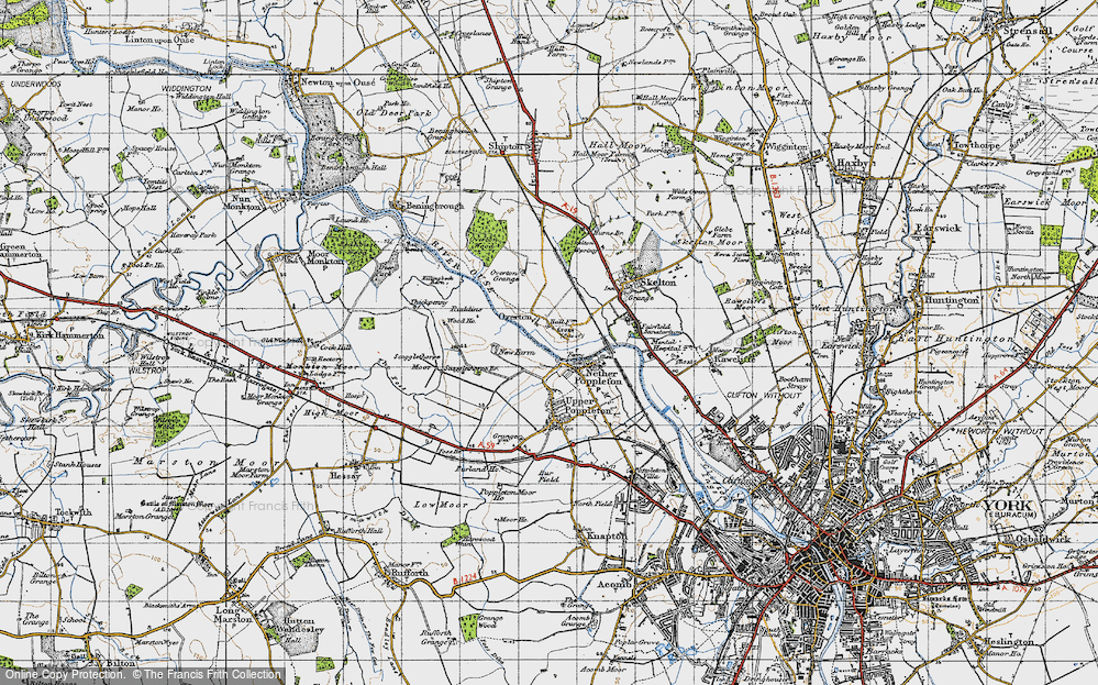 Old Map of Historic Map covering Overton Grange in 1947