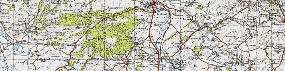 Old map of Overton in 1947