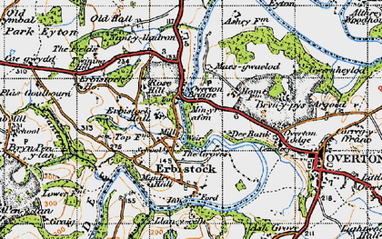 Old map of Overton Bridge in 1947