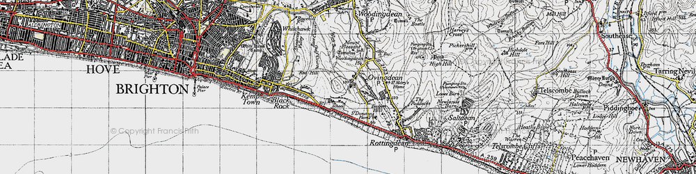 Old map of Ovingdean in 1940