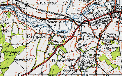 Old map of Ovington in 1945