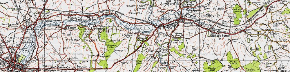 Old map of Ovington in 1945