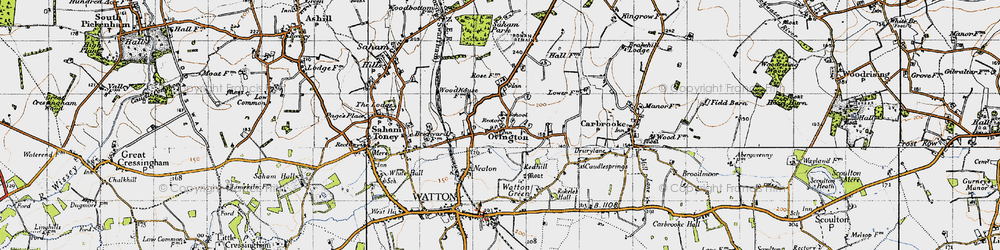 Old map of Ovington in 1946