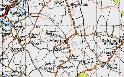 Old map of Ovington in 1946