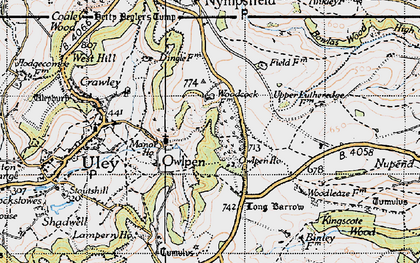 Old map of Owlpen in 1946