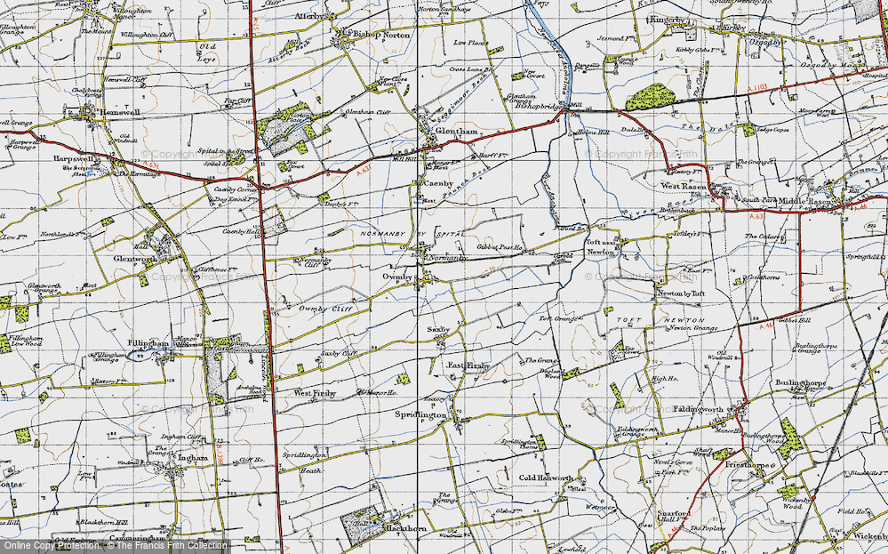 Old Map of Owmby-by-Spital, 1947 in 1947