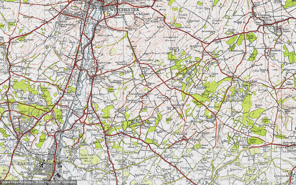 Old Map of Owslebury, 1945 in 1945