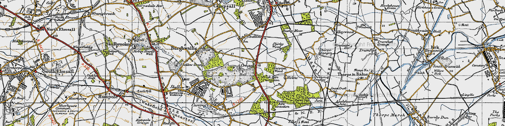 Old map of Owston in 1947