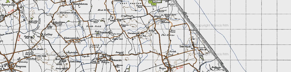 Old map of Owstwick in 1947