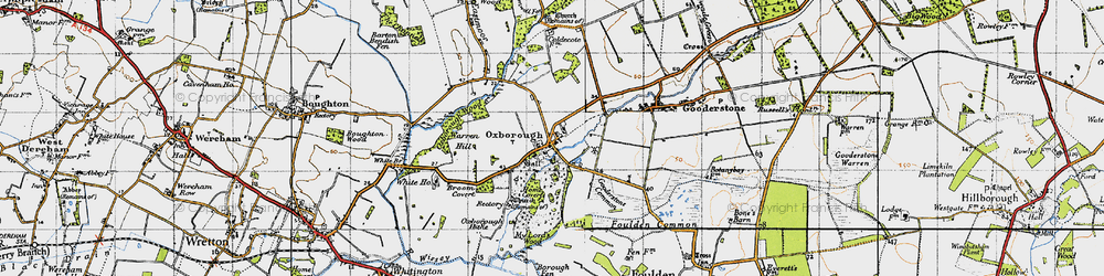Old map of Beachamwell Fen in 1946