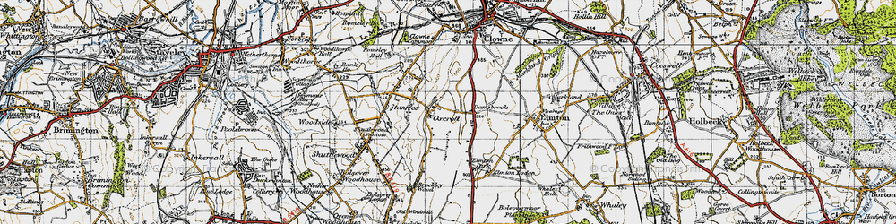 Old map of Oxcroft in 1947