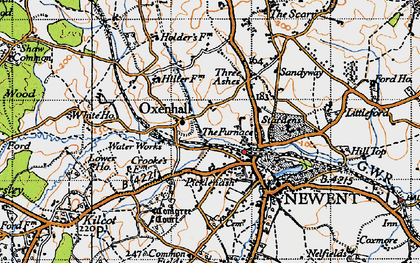 Old map of Oxenhall in 1947