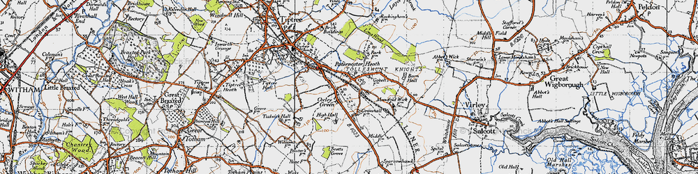 Old map of Oxley Green in 1945