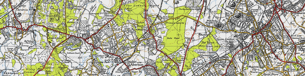 Old map of Oxshott in 1945