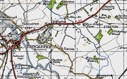 Old map of Oxton Hall in 1947