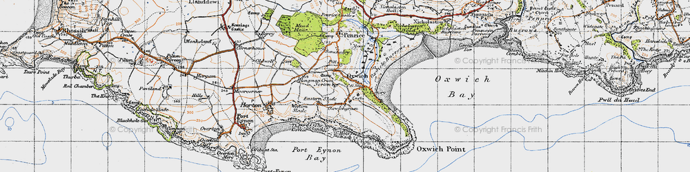 Old map of Oxwich in 1946