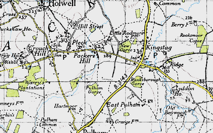 Old map of Packers Hill in 1945