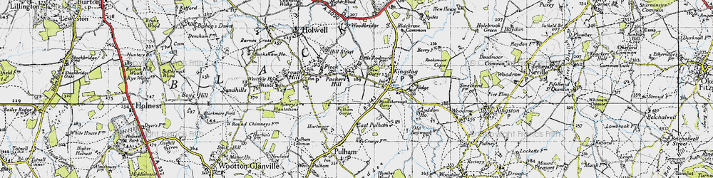 Old map of Packers Hill in 1945