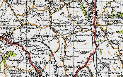 Old map of Packmoor in 1947