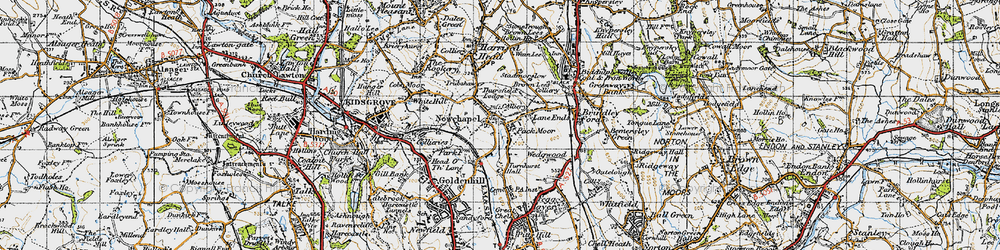 Old map of Packmoor in 1947