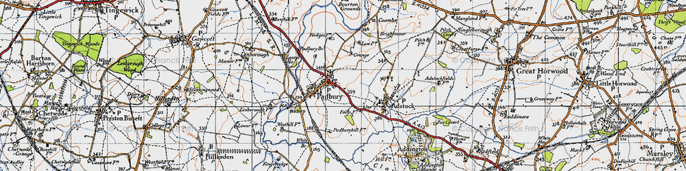Old map of Padbury in 1946