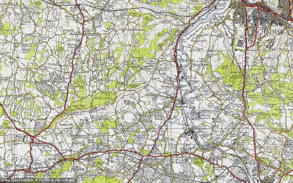 Old Map of Historic Map covering Birling Place in 1946