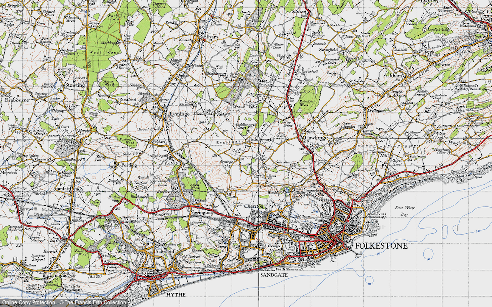 Old Map of Paddlesworth, 1947 in 1947