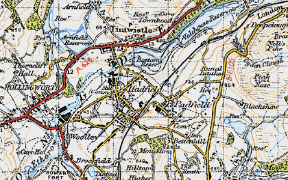 Old map of Bottoms Resr in 1947