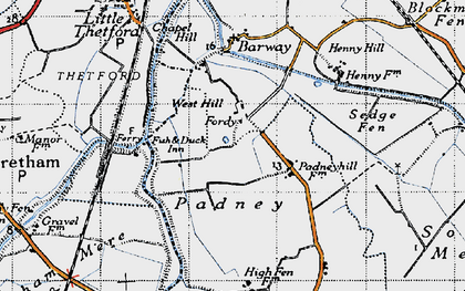 Old map of Padney in 1946