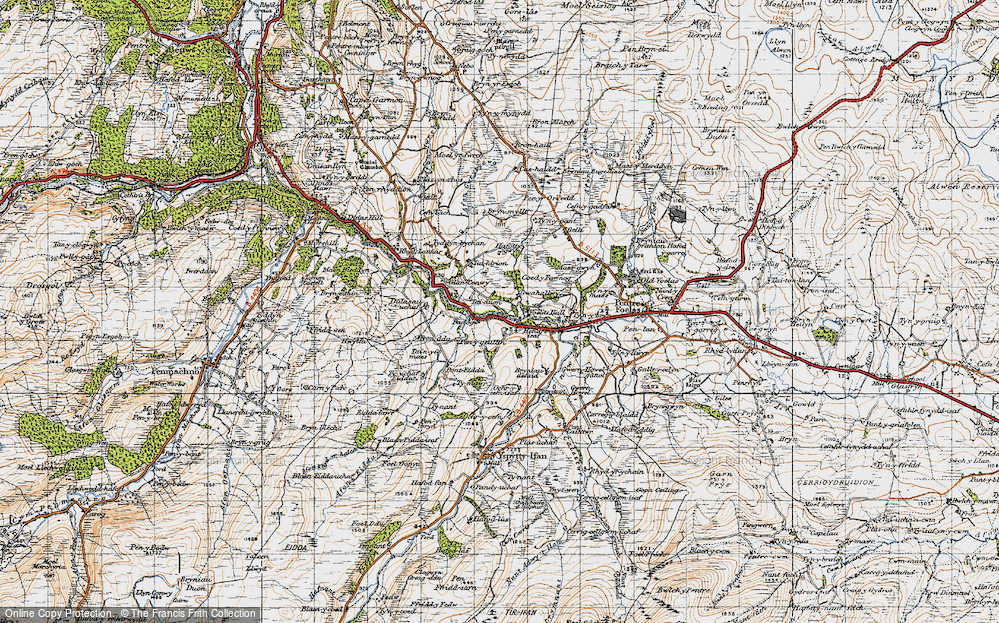 Old Map of Historic Map covering Bryniau Defaid in 1947