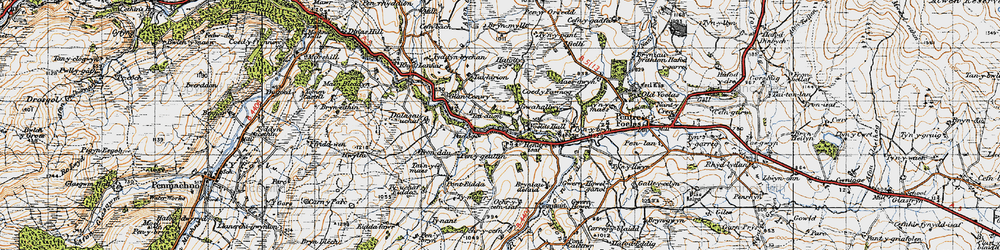 Old map of Bryniau Defaid in 1947