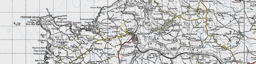 Old map of Padstow in 1946